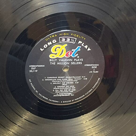 Billy Vaughn Plays The Million Sellers (Vinyl, 1958) Dot Records DLP25119 Good+ - Picture 7 of 10